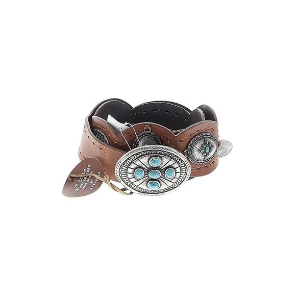 NWT Chicos Western Wow Slouch Belt Concho Tortoise Medallian Belt Brown FLAW - Picture 1 of 5